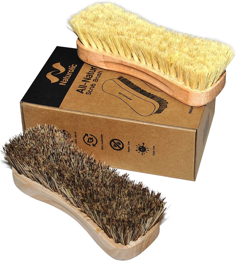 Naturolic All-Natural Wooden Scrub Brush Set | Wooden Handle | Tampico and Palmyra bristles | Eco Friendly Cleaning Products | Pack of 2 - Image 4